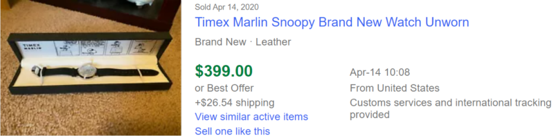 Timex Marlin Snoopy high prices