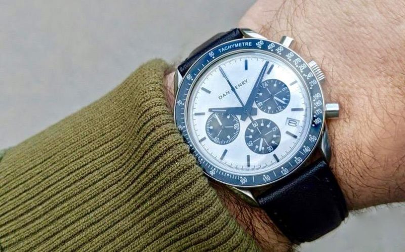 Dan Henry 1962 racing chronograph on wrist