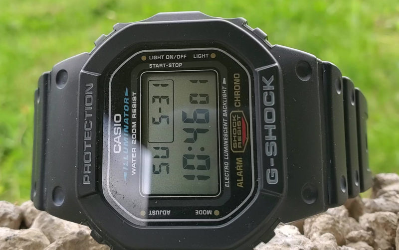 Casio G-Shock dw5600 laying on side